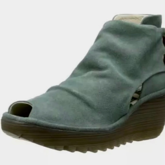 Fly London Shoes - Fly London Women's Light Blue Suede Wedge Sandals